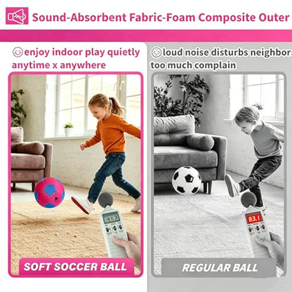 Indoor Soccer Balls Size 4, Soft Safe Silent Soccer Ball for Inside House Kids Aged 8-12 Youth Fun Soccer Gifts for Girls Boys Birthday Easter Back to School