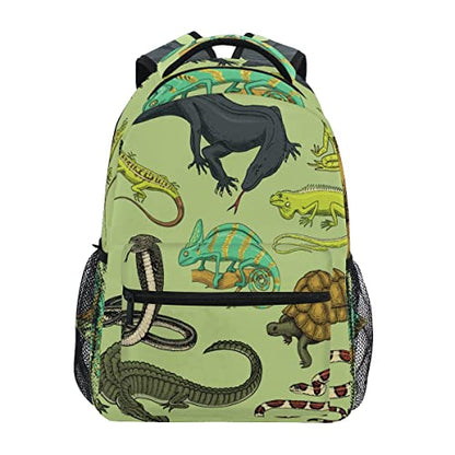 Snakes Lizard Chameleon and Turtle Animal Backpack School Bookbag Lightweight Laptop Backpack for Men Women Kids - color: Animals