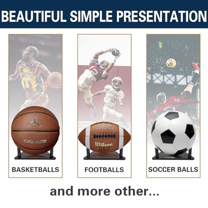 Ball Display Stand with Anti-slip Mat, 1.3inch Pegs Acrylic Sleek Holder for Different Size Basketball, Soccer Ball, Football, Sturdy Memorabilia Display Case-Black - size: 1 Pack