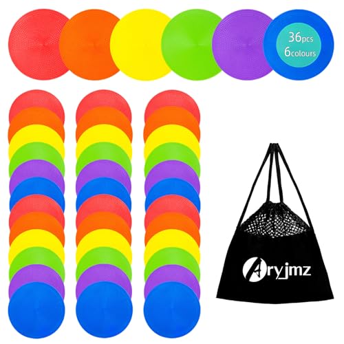 Spot Markers 4.72 Inch 9 Inch Non Slip Rubber Floor Markers Flat Field Cones Poly Dots for Soccer Basketball Sports Speed Agility Training and Drills - style: 4.72inch 36pcs
