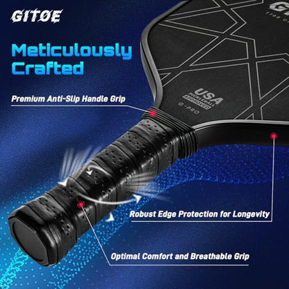G-Pro Pickleball Paddle – 16MM Raw Carbon Fiber T700 Pickleball Paddle with High Spin, Control & Power – 2025 USAPA Approved for ‎Professional Players