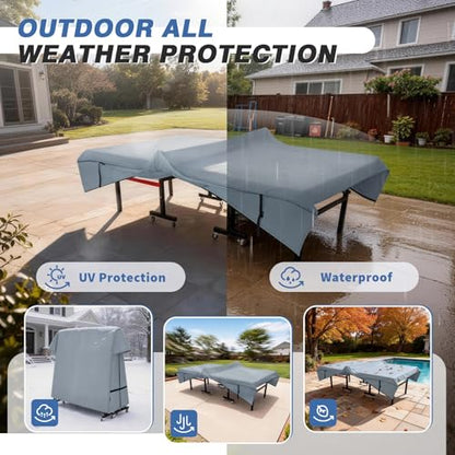 Ping Pong Table Cover Outdoor Waterproof, Dual Function Table Tennis Cover Fits Both Folding Tables and Flat Tables Indoor & Outside 68"L x 6"/30"W x 62"H, Grey - color: Grey