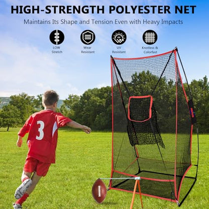 Kapler Football Kicking Net for Field Goals - 3x6FT Portable Football Net for Throwing with Target Zone Attachment and Holder Tee - Sideline Practice for Backyard Skill Improvement