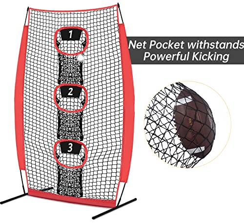 Gagalileo Football Throwing Net: Practice Accuracy Youth Trainer Quarterback Outdoor Backyard Players with Durable Fiberglass Poles Polyester Mesh