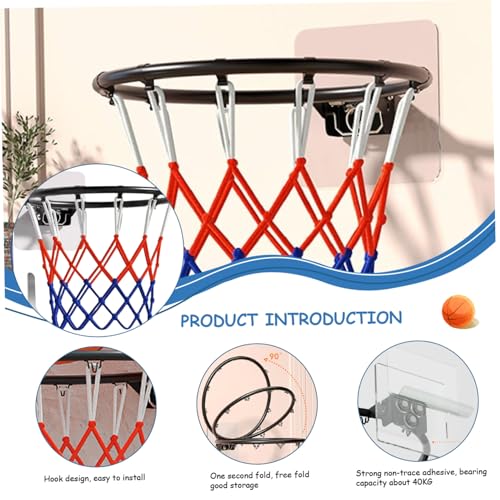 Replacement Basketball Rim,Wall Door Mounted Basketball Hoop with Sticker,Basketball Flex Rim Goal Replacement with All Weather Net for Wall Door Mounted/14 Inch