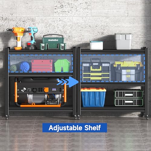 Standing Storage Racks,3 Tier Garage Shelving Heavy Duty Adjustable Garage Shelves,Large Modular Shelving Unit Storage Organizer for Kitchen/Bathroom/Pantry/Office-Assembly Required(Black) - size: 34.2''H-Black