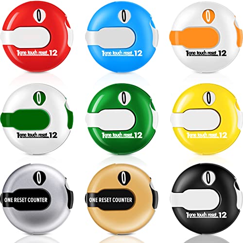 9 Pcs Golf Score Counter Mini Golf Stroke Counter Clicker Accessories for Women Men Scoring Keeper with Touch Reset and Clip Attachment to Scorekeeper Glove, 1.2 in - color: Vibrant Colors