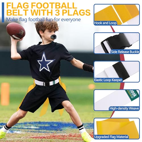 Flag Football Belts, 10/14 Player White Flag Football Sets for Youth, Kids and Adults Team Sports Training Games - color: Yellow and Blue