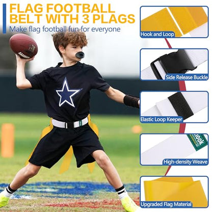 Flag Football Belts, 10/14 Player White Flag Football Sets for Youth, Kids and Adults Team Sports Training Games - color: Yellow and Blue