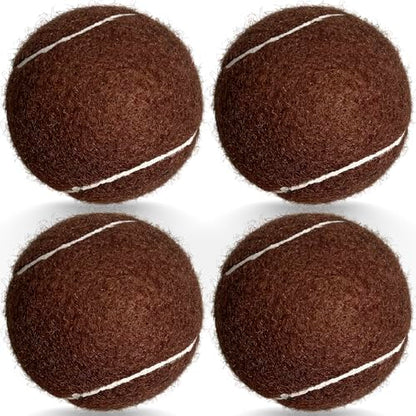 4 Pack Tennis Balls - Long Lasting Practice Balls for Tennis Beginners, Tennis Training Balls, Dog Fetch Toys - color: Brown
