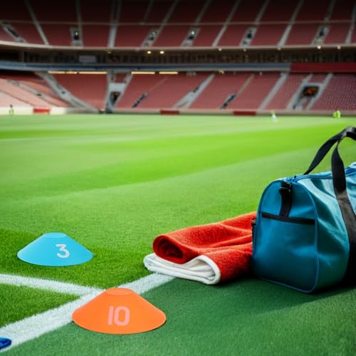10pcs Numbered Spot Markers Discs for Soccer Training Flat Plastic Soccer Coaching Cones Set (1-10) for Football Basketball Drills and Sports Practice