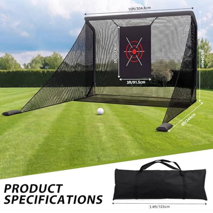 10x7 ft Golf Hitting Net, Backyard Practice Net with Dual Side Nets, Heavy-Duty Steel Frame, Golf Training Net for Driving, Chipping & Swing Practice Indoor Outdoor