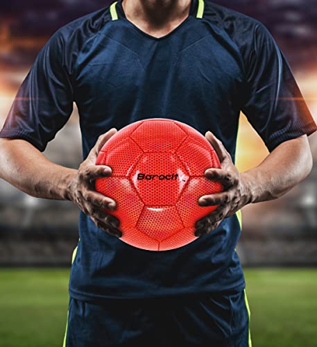 Soccer Ball - Premium Boy and Girl Official Match Ball with Cool Reflective Iridescent Rainbow Hex Pattern, Durable, Indoor, Outdoor, Training, Practice, Playtime and Games