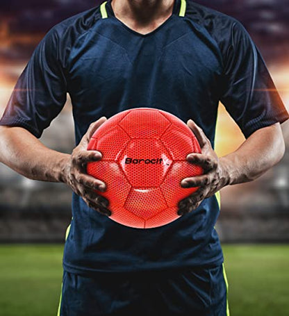 Soccer Ball - Premium Boy and Girl Official Match Ball with Cool Reflective Iridescent Rainbow Hex Pattern, Durable, Indoor, Outdoor, Training, Practice, Playtime and Games