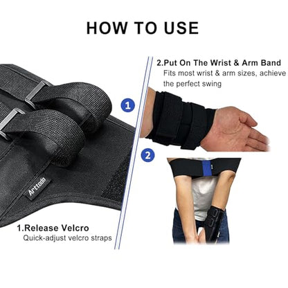 Right Hand Golf Grip Trainer 2 Pack with Arm Band & Wrist Strap, Golf Training Aid Kit, Grip Trainer Golf Club to Correct Hand Position and Develop Muscle Memory