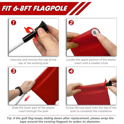 KINGTOP Standard Golf Flags with Tube Inserted, All 20" L x 14" H, Practice Putting Green Flag for Yard, Tournament Course, 420D Nylon PGA Regulation Chipping Pin Flag - color: 20x14 Inch- Blank Red- 1pk