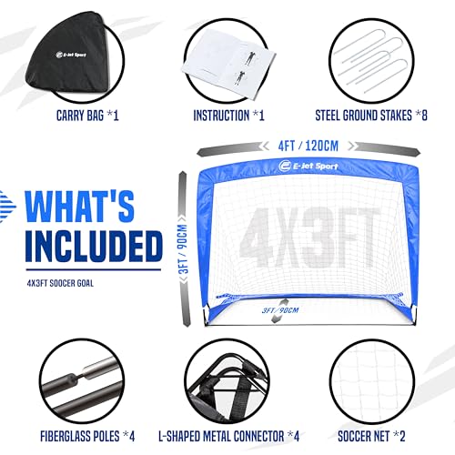 Soccer Goals - Pop-up Goals Portable Football Net 4'x3' ft, Kids Youth & Teens Backyard Games, Practice & Training