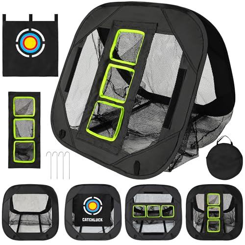 4-in-1 Golf Chipping Net with Carry Bag – Multi-Target Practice Net for Short Game, Backyard, Driving Range – Portable & Foldable Training Aid for Golfers - color: Black