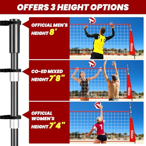 12FT/20FT Portable Volleyball Net Volleyball Net for Backyard Freestanding Volleyball Practice Net Outdoor Indoor Volleyball Training Set with Adjustable Height Carry Bag and Volleyball - style: 12 FT Volleyball Net Set