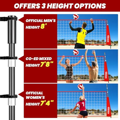 12FT/20FT Portable Volleyball Net Volleyball Net for Backyard Freestanding Volleyball Practice Net Outdoor Indoor Volleyball Training Set with Adjustable Height Carry Bag and Volleyball - style: 20 FT Volleyball Net Set