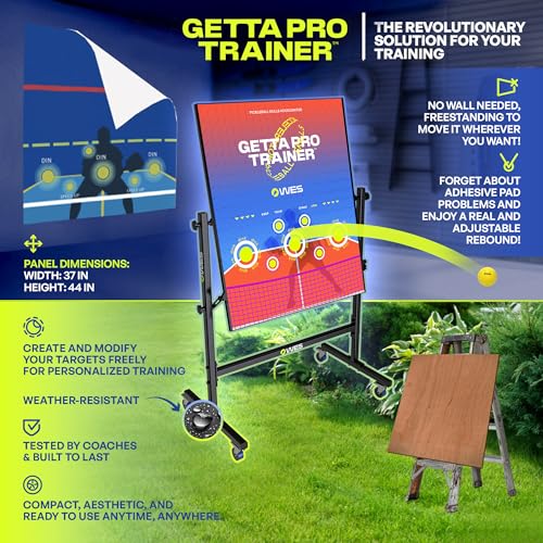 WES Getta Pro Trainer, Double-Sided Pickleball Rebounder with Stand and Adjustable Angle | Dink Pickleball Practice Board | Pickleball Training Aids