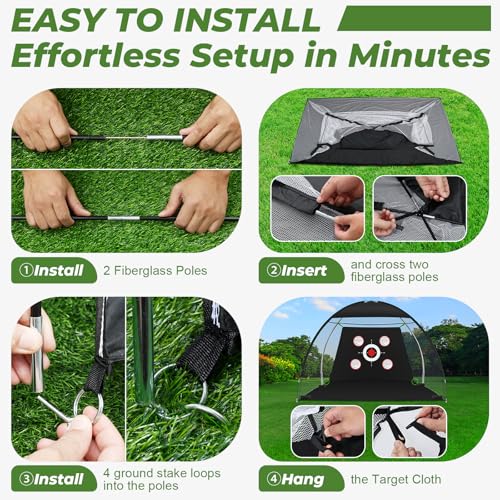 10x7FT Golf Net with Mat, Golf Practice Net for Backyard Garage Indoor Outdoor with Target Pockets for Driving Chipping Swing, for Men Women Dad Husband Golfer, Ideal Gift for Him - size: 10x7