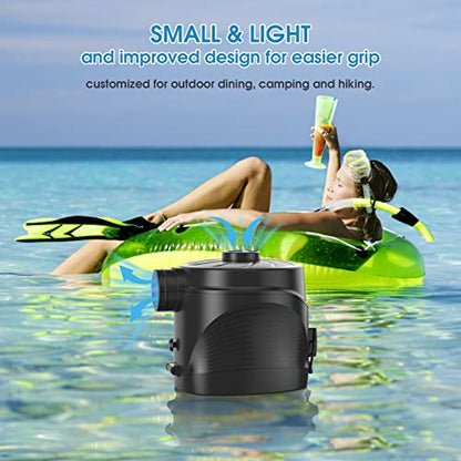 Electric Air Pump for Mattress, Battery Powered Portable Airbed Camping inflatables Paddling Pool Beach Toys, Inflate Deflate air Pumps with 3 Nozzles Quick-Fill Pump/Blow up