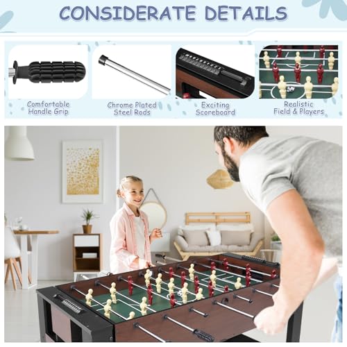RAYKEEP 54" 4-in-1 Swivel Multi Game Table - Combo Game Table Set for Youth, Adults - Indoor and Outdoor Arcade Sports Table - Air Hockey, Billiards, Foosball, Ping Pong for Home, Game Room