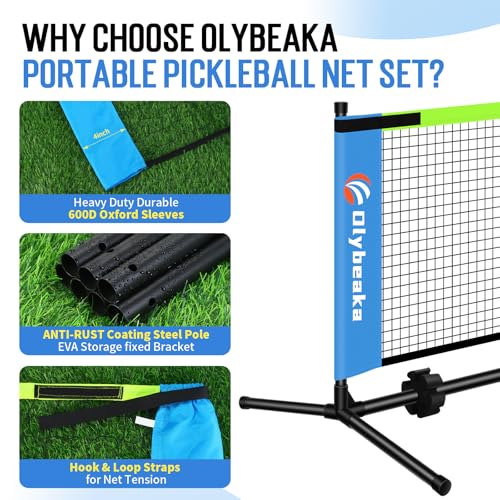 Mini Pickleball Net for Beginners Pros, Half Court Small Size Portable Pickleball Net for Driveway Backyard Outdoor Indoor with 3 Pickleballs Carry Bag, Chalk (Blue, 5ft)