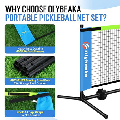Mini Pickleball Net for Beginners Pros, Half Court Small Size Portable Pickleball Net for Driveway Backyard Outdoor Indoor with 3 Pickleballs Carry Bag, Chalk (Blue, 5ft)