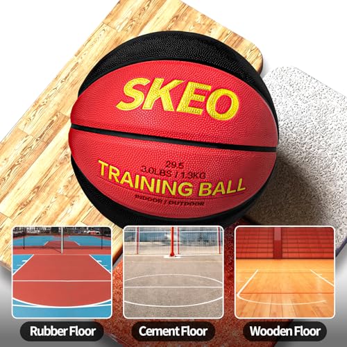 SKEO Weighted Basketball, 2.2/3/3.3LBS 28.5"/29.5" Trainer Heavy Basketballs Made of Composite, Indoor Outdoor Training Ball for Improving Handling Dribbling Rebounding