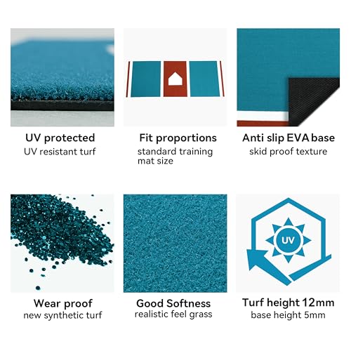 GSK Baseball Hitting Mat Red Blue 6x12 FT |3.8x10 FT Dual Color Turf Batting Practice Mats Batters Box EVA Foam Non-Slip Backing Roll-Up Home Plate Mat Training Softball Coach Teaching - size: 3.8FT×10FT