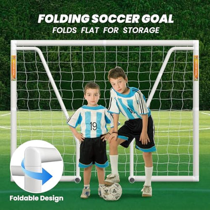 NAIZEA Soccer Goal - 12x6/10x6/8x6/6x4FT Soccer Goals for Backyard, Portable & Weatherproof HPVC Soccers Goal w/Soccer Net Durable Post for Adults & Youth Outdoor's Practice Training
