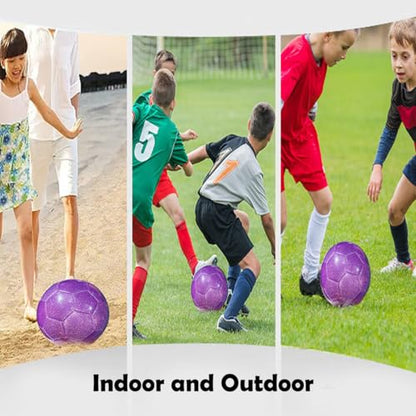 Soccer Ball Shiny Gift Size 3 4 5 Practice Training Come with Pump and Needle - color: Pink, style: Size 5