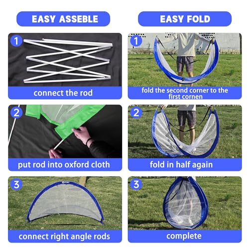 Onini Upgrade 6 Foot Pop Up Soccer Goals Blue - Portable Foldable Training Football Net with Target and Bag - Ideal for Toddler, Boys, Youth Outdoor Sports Games(2 Pack) - size: 6 ft Round