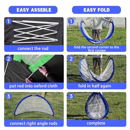 Onini Upgrade 6 Foot Pop Up Soccer Goals Blue - Portable Foldable Training Football Net with Target and Bag - Ideal for Toddler, Boys, Youth Outdoor Sports Games(2 Pack) - size: 6 ft Round