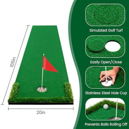 Putting Green Golf Putting Mat Non-Slip Professional Practice Trainning Mat for Indoor Outdoor - style: Putting Green-turf ball stop strip