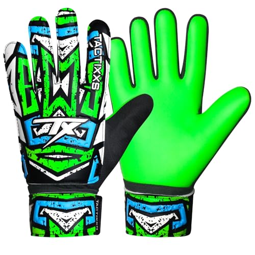 Soccer Goalkeeper Gloves for Kids Boys Children Youth, Funky Football Goalie Gloves Anti Slip 4mm Latex Palm with Strong Grips - color: Green, size: Size 2 suitable for 4-5 Years