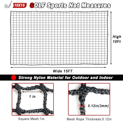 Sports Netting - Heavy Duty Ball Net for Golf, Baseball, Hockey, Soccer