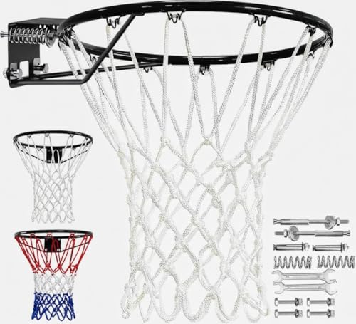 Pro Basketball Rim & Heavy-Duty Net Combo – Wall Mount & All-Weather Use