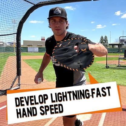 1 PC Baseball and Softball Training Glove,Flat Infield Training Glove for Right-Hand Throw,Baseball&Softball Fielding Gear PVC Infield Flat Mitt for Men&Women Catching Balls Fielding Drills&Practice - color: Black/Brown