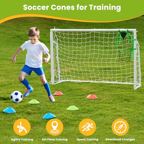 Soccer Goal 12×6, 8×6 and 6×4 FT Soccer Goals for Backyard, 2"Diameter Steel Soccer Goal for Kids and Adults Large soccer goal Powder Coated Galvanized Steel Post With Soccer Target Net for Training