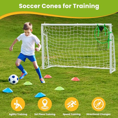 Soccer Goal 12×6, 8×6 and 6×4 FT Soccer Goals for Backyard, 2"Diameter Steel Soccer Goal for Kids and Adults Large soccer goal Powder Coated Galvanized Steel Post With Soccer Target Net for Training