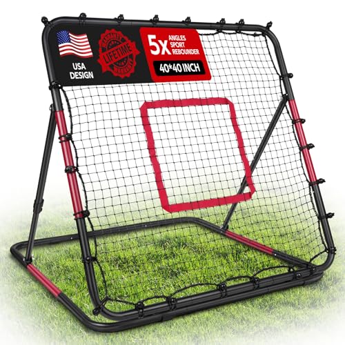 VAVOSPORT Volleyball Rebounder Net 40"x40" – Adjustable Angles Bounce Back Training Equipment for Volleyball, Baseball, Softball & Lacrosse, Durable, Portable, Easy Setup for Indoor & Outdoor Practice