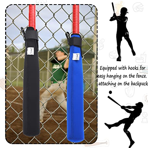 ILHSTY Bat Protector Sleeve for Baseball & Softball, Bat Warmer & Cover With Hook - color: Black, Blue