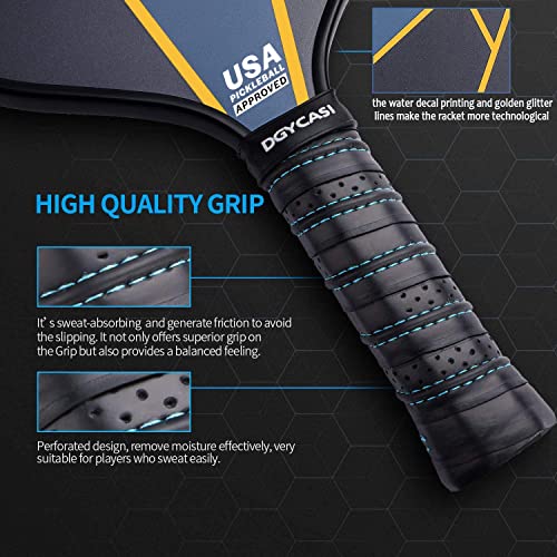YC DGYCASI Pickleball Paddles Set of 4, USAPA Approved Pickleball Set, 4 Carbon Fiber Pickleball Rackets, 3 Outdoor Balls, 3 Indoor Balls, 4 Replacement Grip, 1 Bag for Women and Men