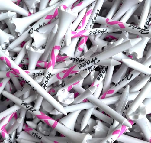 Premium USA Golf Tees – 3¼" or 2¾" Durable Plastic Performance Tees (100 Pack) – Made in USA – Bulk Value Pack - color: Breast Cancer Awareness, size: 3 1/4