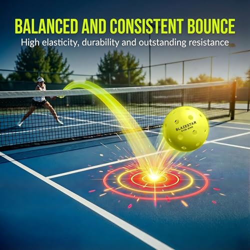 X Blazestar Pickleball Balls 12 Pack, 40 Holes Outdoor Pickleball, 1 Piece Rotation Molding，USAPA Standard