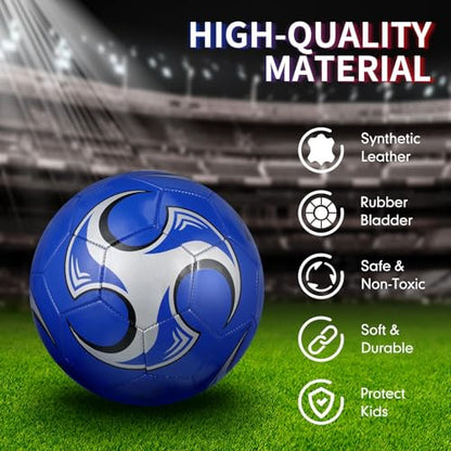 Deekin 6 Pcs Soccer Ball with Pump Size 5/4/3 Official Outside Sport Soccer Deflated Machine Stitched Ball for Indoor Outdoor Sport Training Practice Birthday Gift for Child Adult