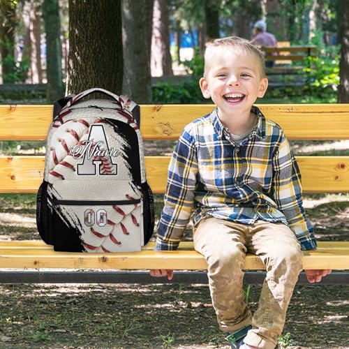 Mercuryelf Custom Baseball Backpack for Kids - Personalized Monogram Boys School Bookbag for Youth Player Team - color: White